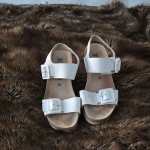 Mephisto White Buckle Sandals